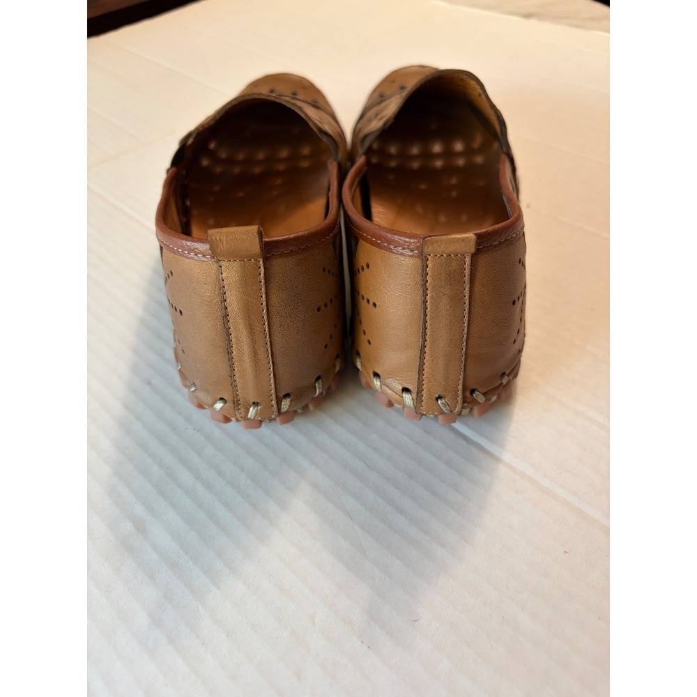 Spring Step Tan Leather Laser Cut Perforated Loafers Flats Turkey Size 41 - Picture 6 of 9